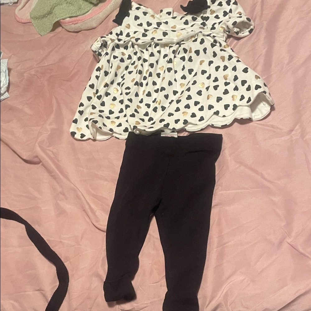 Cupcakes & Cashmere Heart Print Dress with Black Leggings